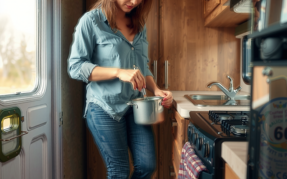 detachable handle cookware set — lifestyle photo showing Kitchen Academy Non Stick in use