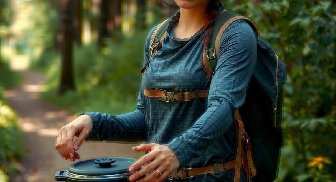 camping cooking set for 2 — lifestyle photo showing 17-Piece Camping Cooking Set in use