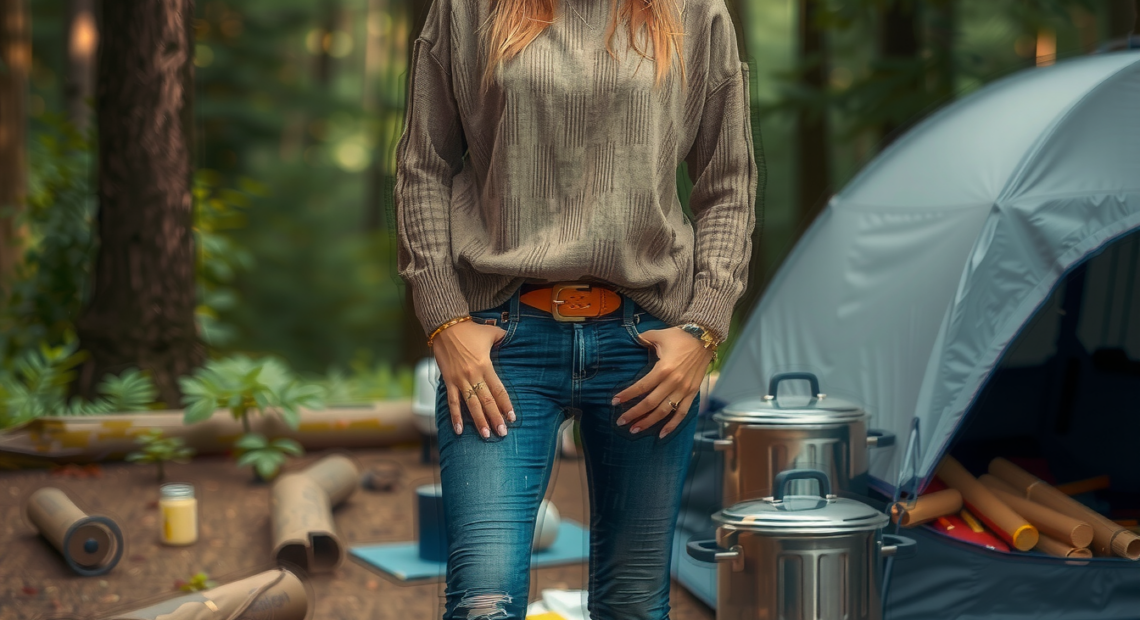best camping cookware set for 2 — lifestyle photo showing Odoland Camping Cookware Set, in use