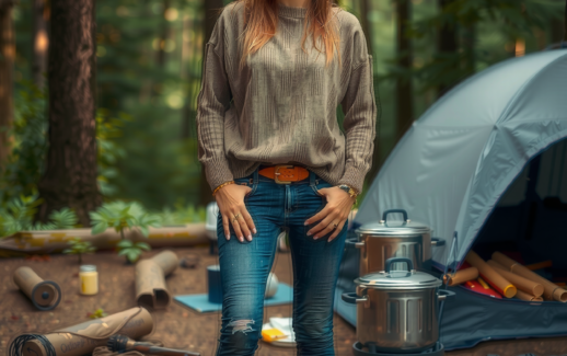 best camping cookware set for 2 — lifestyle photo showing Odoland Camping Cookware Set, in use