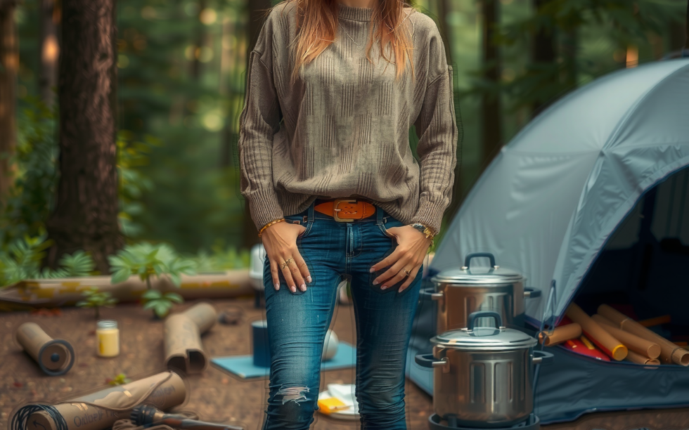 best camping cookware set for 2 — lifestyle photo showing Odoland Camping Cookware Set, in use