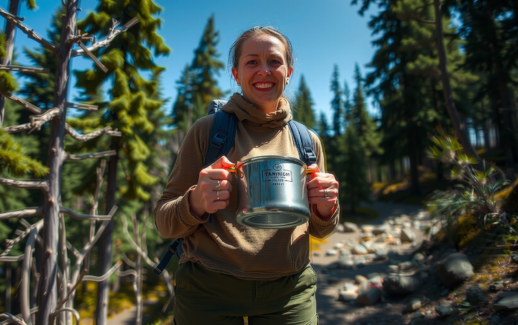 maxi titanium pot camping — lifestyle photo showing Maxi Titanium Pot 1100ml in use