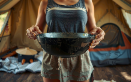 carbon steel wok — lifestyle photo showing YOSUKATA 36 cm Round in use