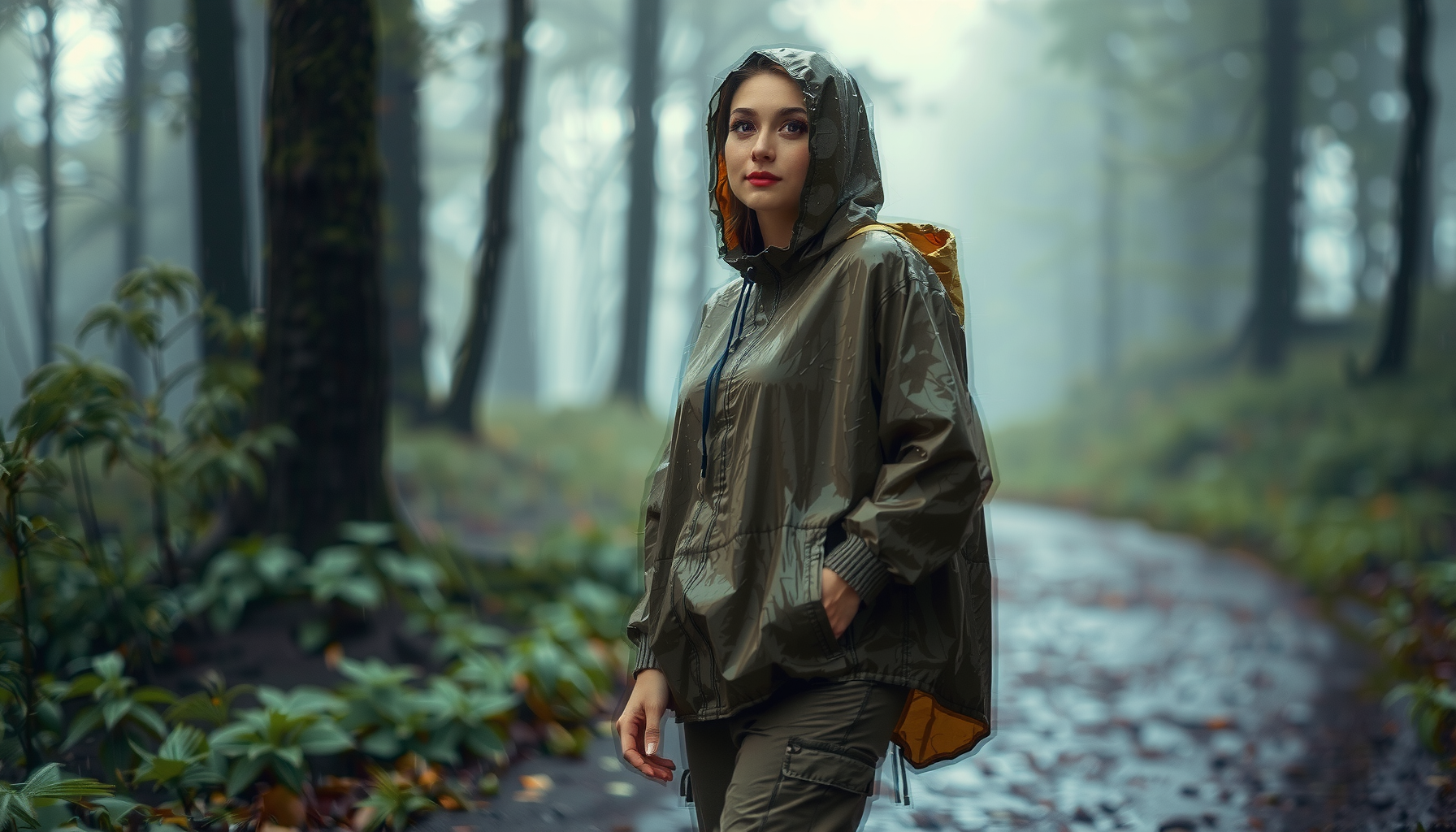 waterproof rain poncho for adults — illustrative AI-generated lifestyle image