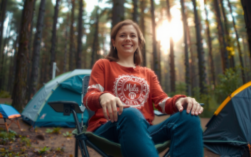 lightweight camping chair for backpacking — lifestyle photo showing TREKOLOGY YIZI GO Camping in use