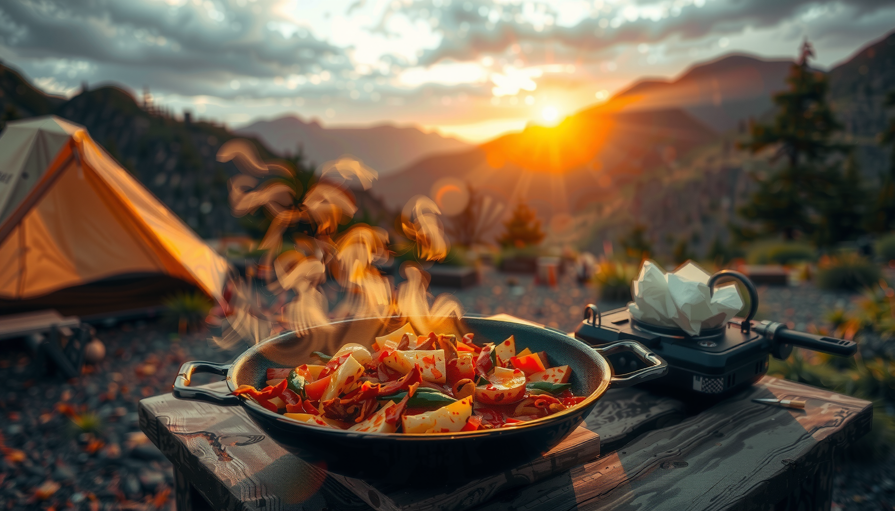 ultralight camping cooking set — lifestyle photo showing Fire-Maple Petrel 269g Ultralight in use