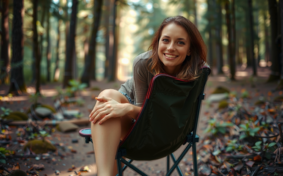 lightweight camping chair for backpacking — lifestyle photo showing TREKOLOGY YIZI GO Camping in use