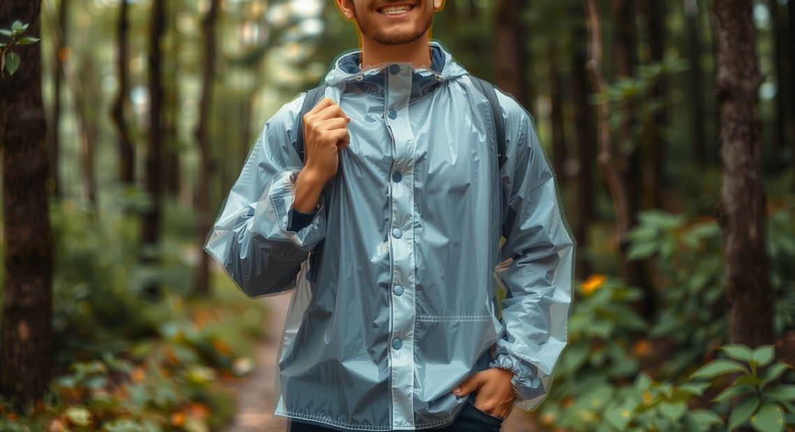 lightweight rain poncho — lifestyle photo showing Andake Rain Poncho Lightweight in use