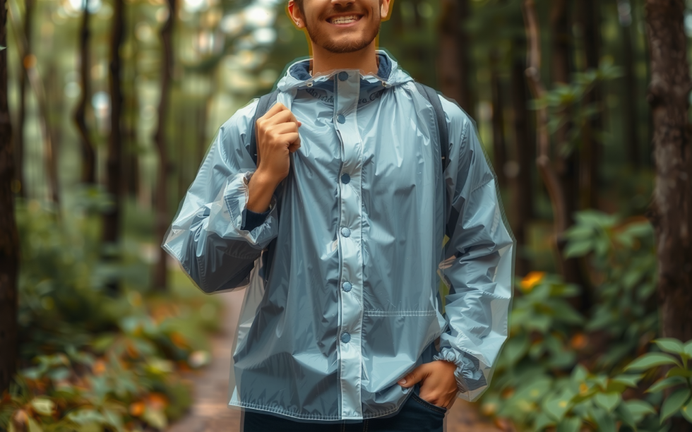 lightweight rain poncho — lifestyle photo showing Andake Rain Poncho Lightweight in use