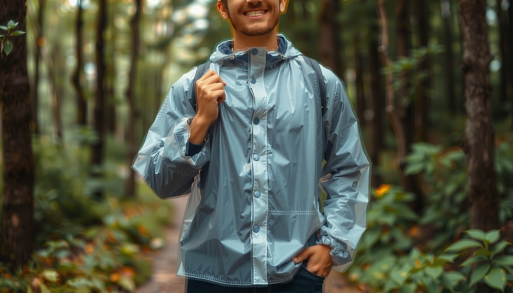 lightweight rain poncho — illustrative AI-generated lifestyle image