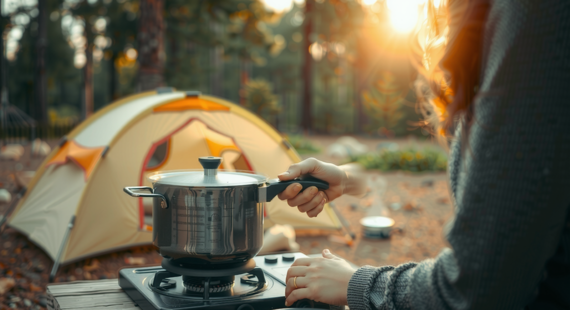 trangia 27-1 cookset — lifestyle photo showing Trangia 27-1 Aluminium Cookset in use