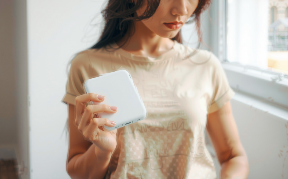 Anker PowerCore Essential 20000mAh portable charger — lifestyle photo showing Anker PowerCore Essential 20K in use