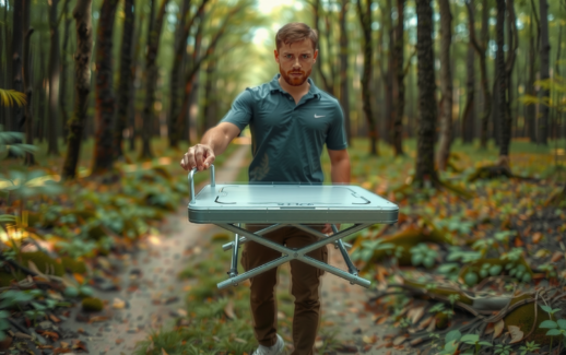 portable folding aluminium camping table — lifestyle photo showing Andes Portable Folding Aluminium in use