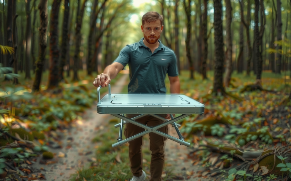 portable folding aluminium camping table — lifestyle photo showing Andes Portable Folding Aluminium in use