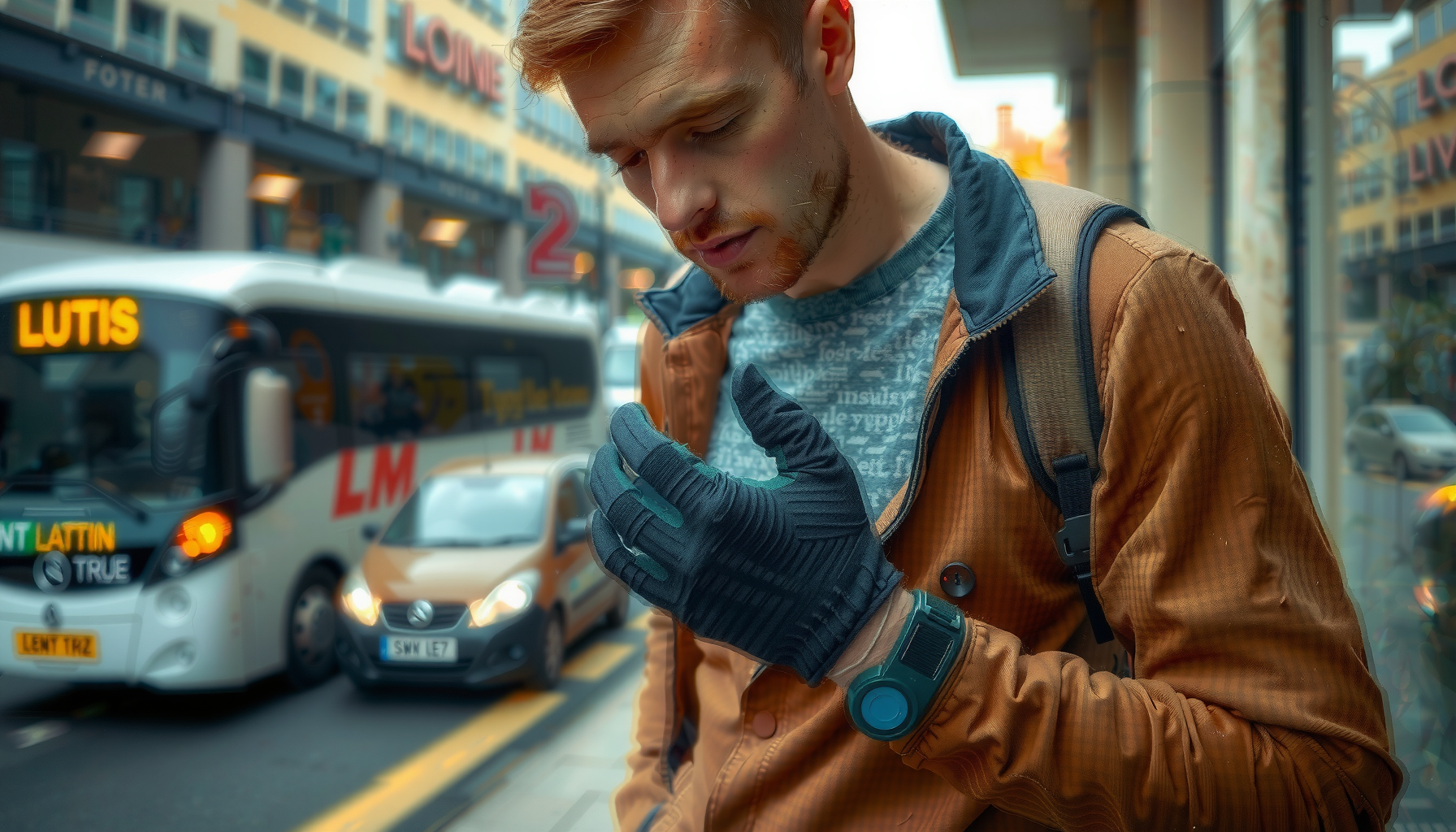 windproof touchscreen gloves winter cycling — lifestyle photo showing WTACTFUL Windproof Touch Screen in use