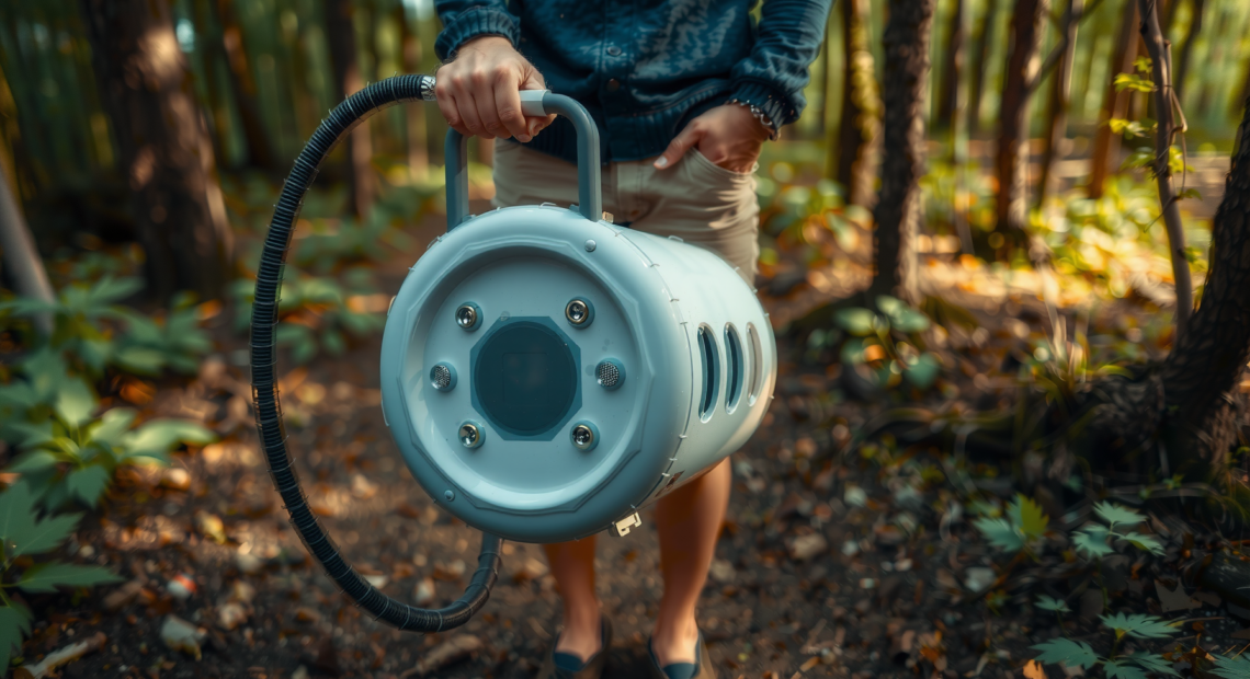 portable solar camp shower — lifestyle photo showing Rhino USA 20L Portable in use