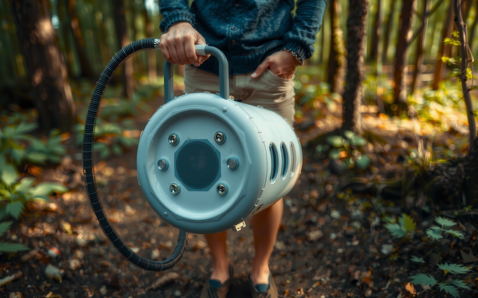 portable solar camp shower — lifestyle photo showing Rhino USA 20L Portable in use