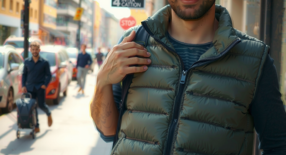 men's lightweight cycling gilet uk — lifestyle photo showing CGLRybO Men's Lightweight Cycling in use