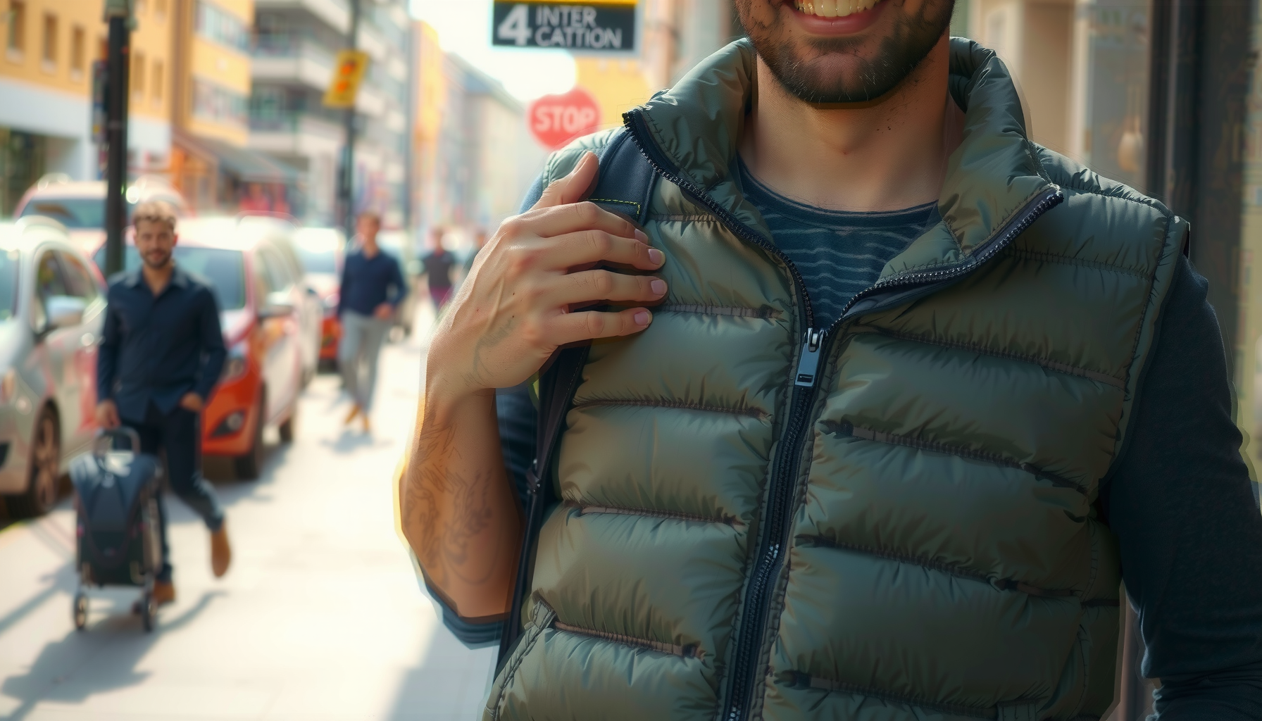 men's lightweight cycling gilet uk — lifestyle photo showing CGLRybO Men's Lightweight Cycling in use