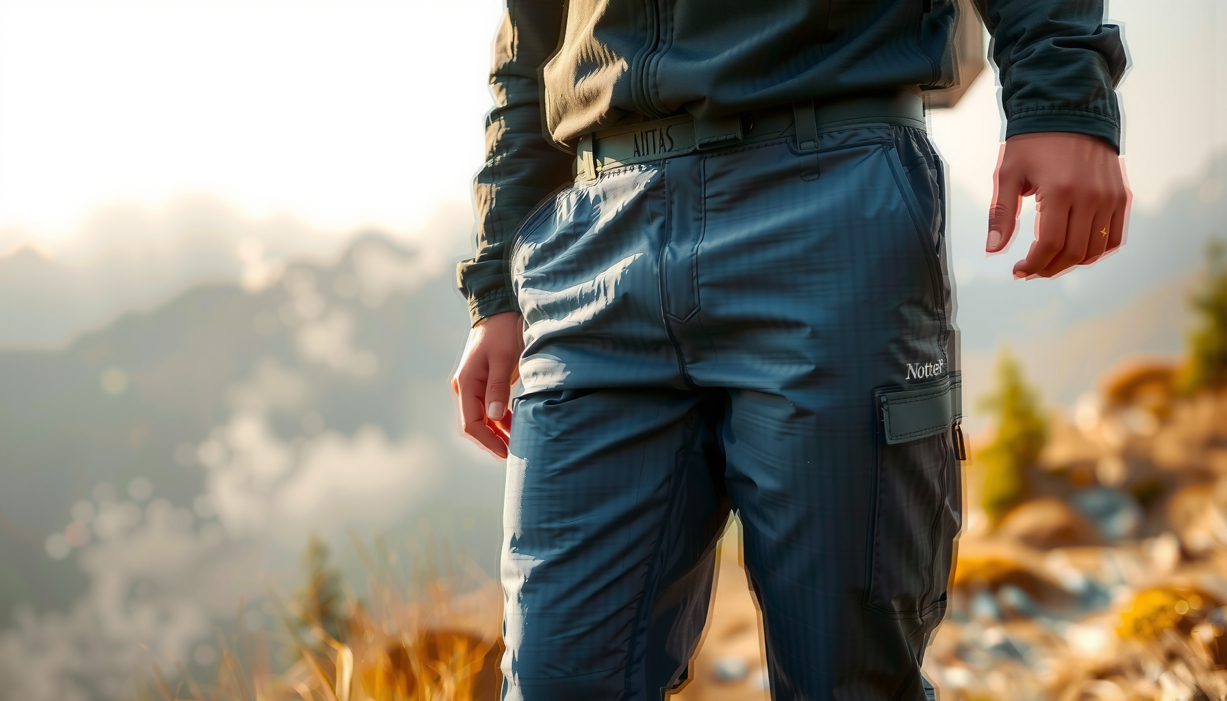 waterproof overtrousers men — lifestyle photo showing mosingle Men's Waterproof Trousers in use