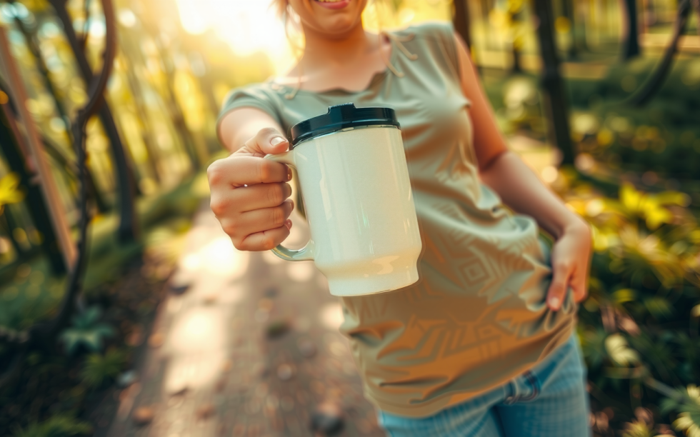 Lifeventure Ellipse reusable mug — lifestyle photo showing Lifeventure Ellipse Reusable Big in use