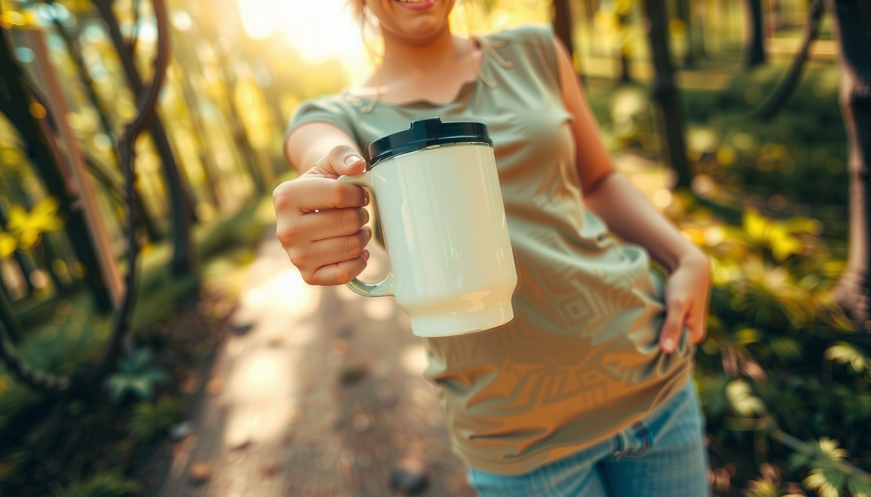 Lifeventure Ellipse reusable mug — lifestyle photo showing Lifeventure Ellipse Reusable Big in use