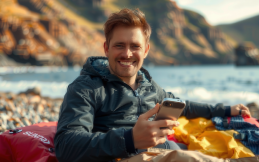 portable waterproof beach blanket UK — lifestyle photo showing BEARZ Outdoor Travel Blanket in use