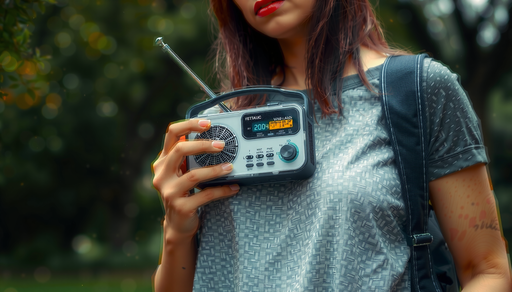wind up solar radio uk — lifestyle photo showing Wind Up Solar Radio, in use