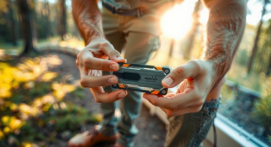 pocket multi tool card for hiking — lifestyle photo showing Camping Essentials Pocket Multi in use