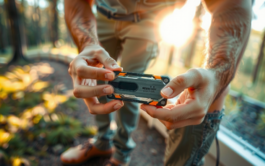 pocket multi tool card for hiking — lifestyle photo showing Camping Essentials Pocket Multi in use