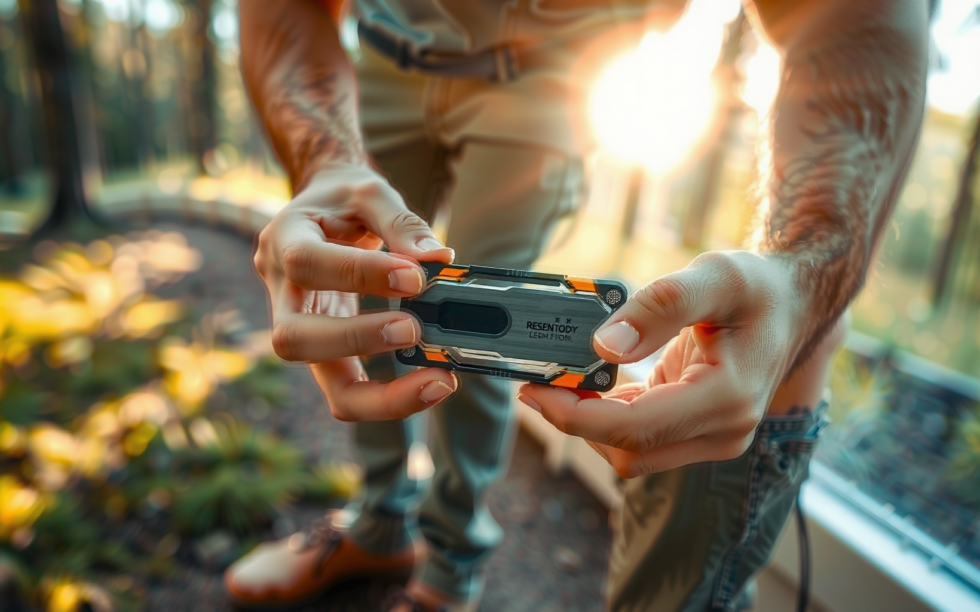 pocket multi tool card for hiking — lifestyle photo showing Camping Essentials Pocket Multi in use