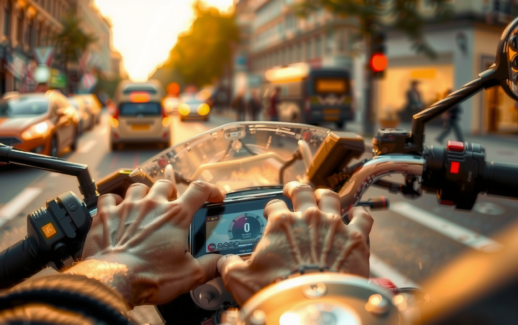 touch screen motorcycle gloves — lifestyle photo showing WTACTFUL Touch Screen Motorbike in use