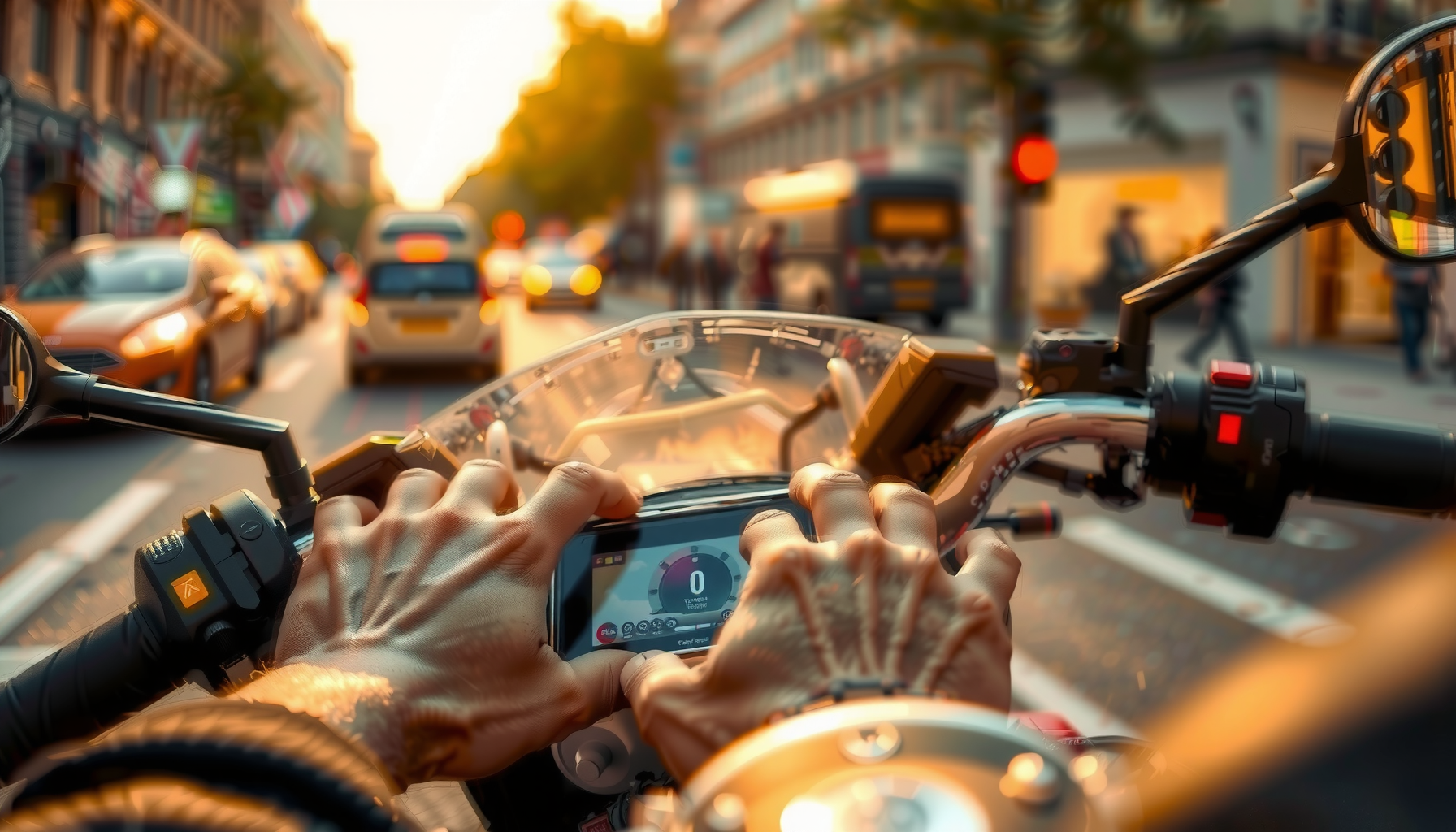 touch screen motorcycle gloves — lifestyle photo showing WTACTFUL Touch Screen Motorbike in use