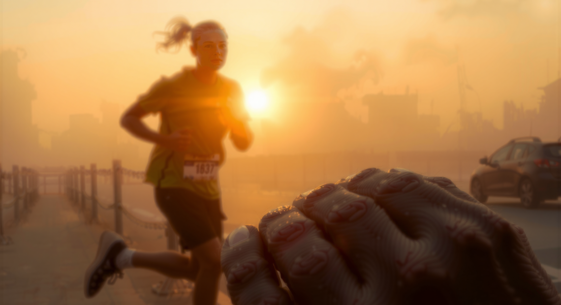 reflective vest for running — lifestyle photo showing CGLRybO Great Reflective Vest in use