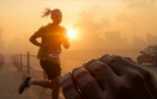 reflective vest for running — lifestyle photo showing CGLRybO Great Reflective Vest in use