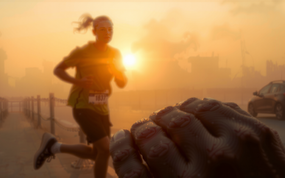 reflective vest for running — lifestyle photo showing CGLRybO Great Reflective Vest in use