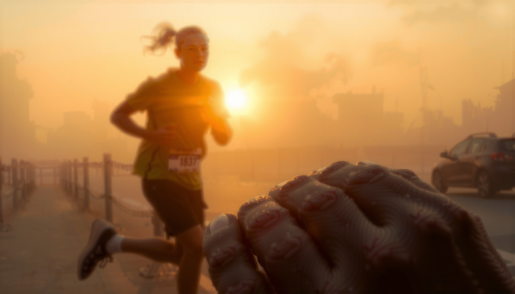 reflective vest for running — lifestyle photo showing CGLRybO Great Reflective Vest in use