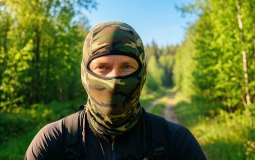 camouflage balaclava for cycling — lifestyle photo showing WTACTFUL SP-03 Camouflage Balaclava in use
