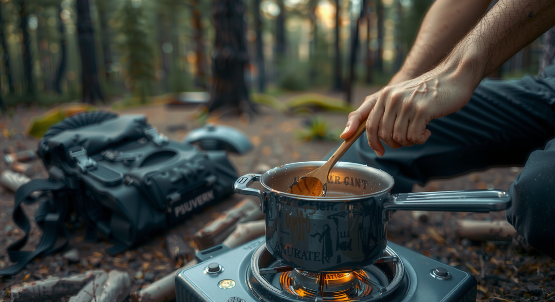 Odoland camping saucepans set — lifestyle photo showing Odoland Camping Saucepans in use