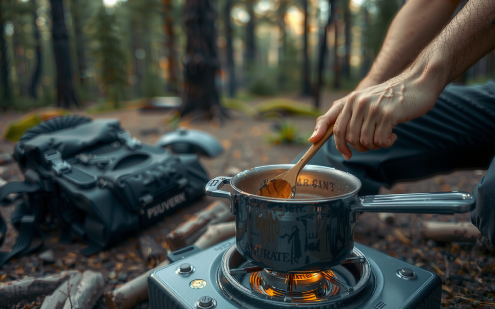 Odoland camping saucepans set — lifestyle photo showing Odoland Camping Saucepans in use