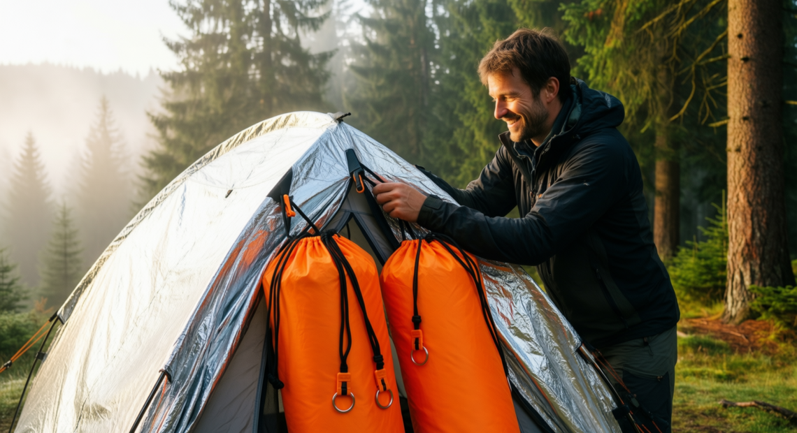 emergency survival tent — illustrative AI-generated lifestyle image