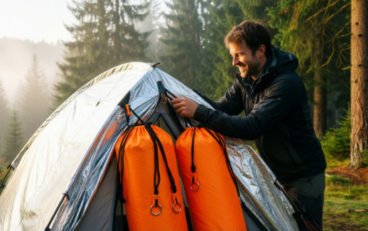 emergency survival tent — illustrative AI-generated lifestyle image