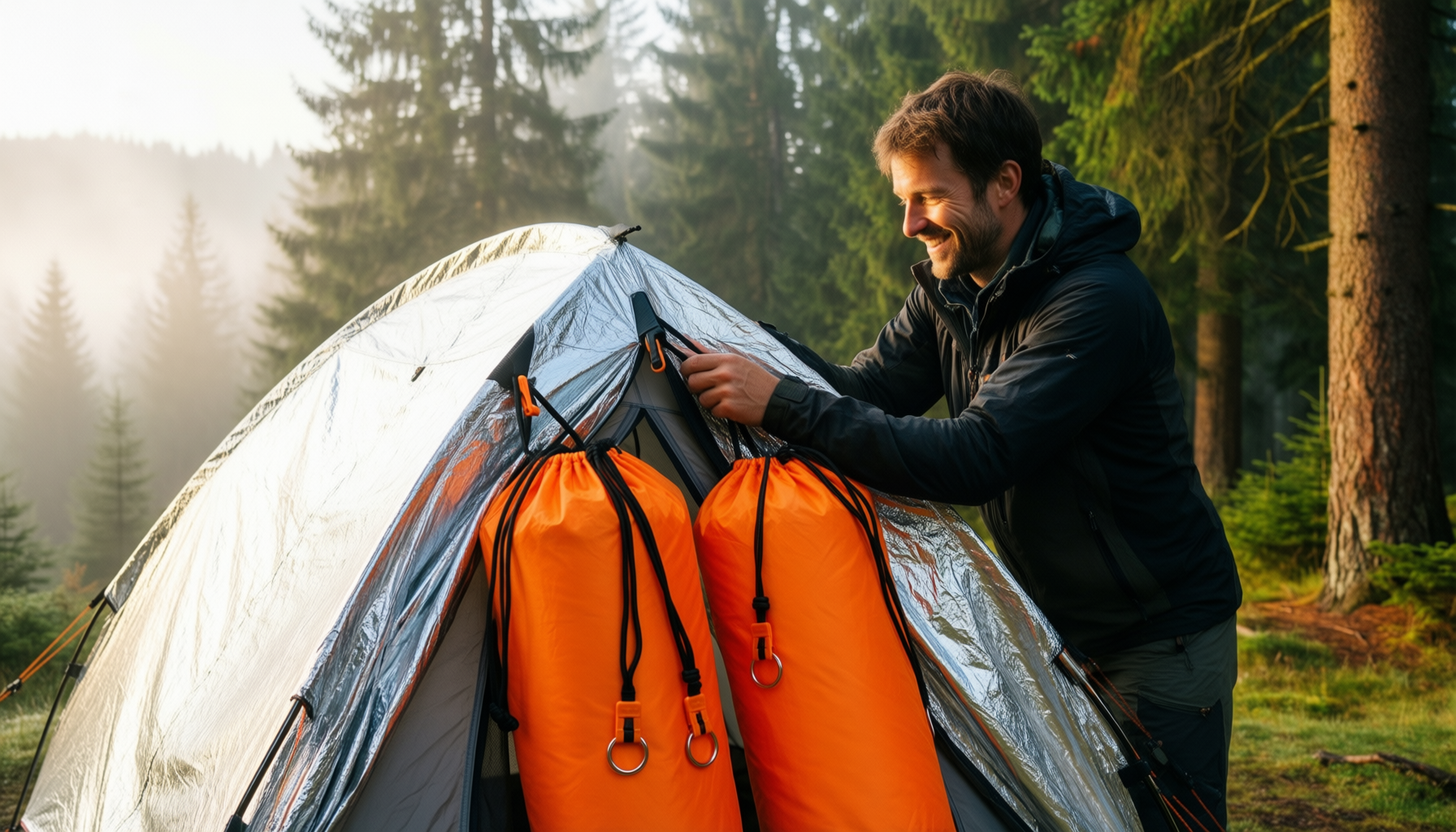 emergency survival tent — illustrative AI-generated lifestyle image