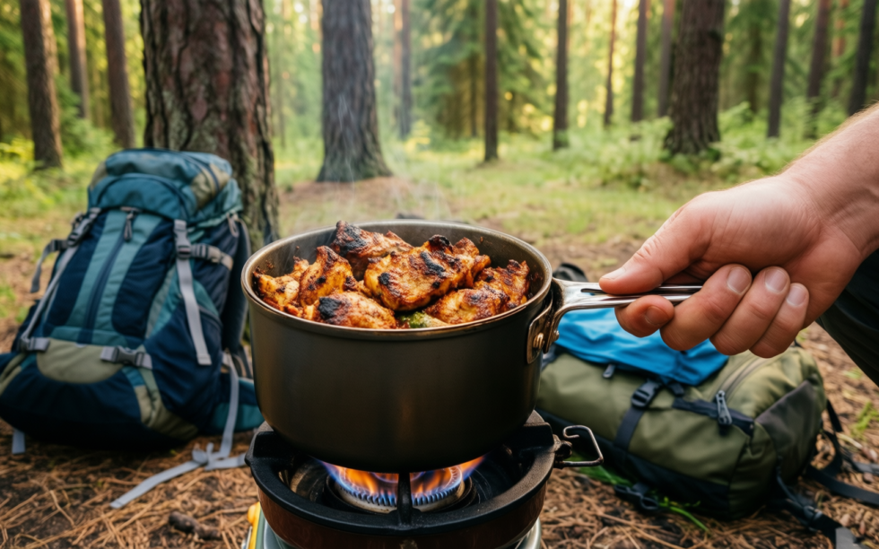 Odoland 10-Piece Camping Cookware Set Review — illustrative AI-generated lifestyle image