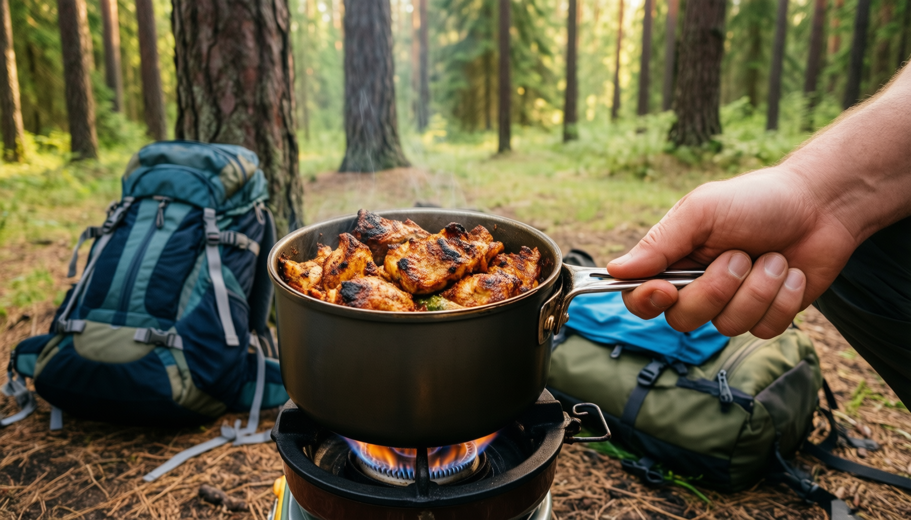 Odoland 10-Piece Camping Cookware Set Review — illustrative AI-generated lifestyle image