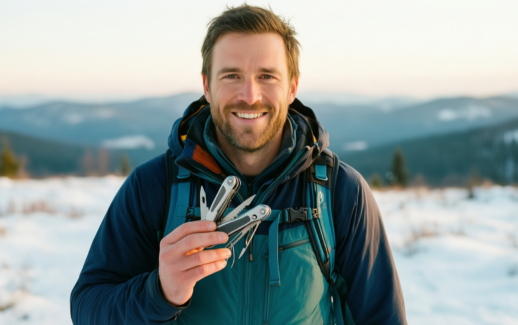 19 in 1 snowflake multi tool keychain — illustrative AI-generated lifestyle image