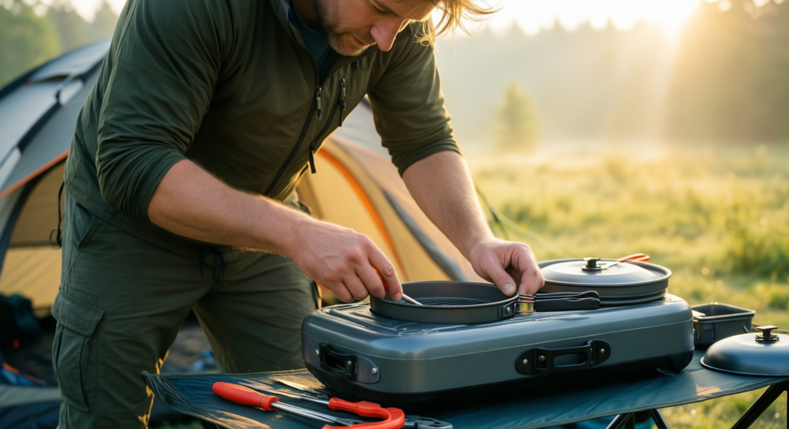 camping cooking set for 2 — illustrative AI-generated lifestyle image