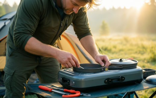 camping cooking set for 2 — illustrative AI-generated lifestyle image