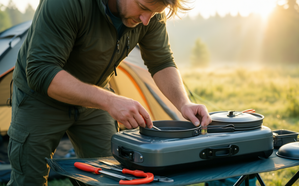 camping cooking set for 2 — illustrative AI-generated lifestyle image