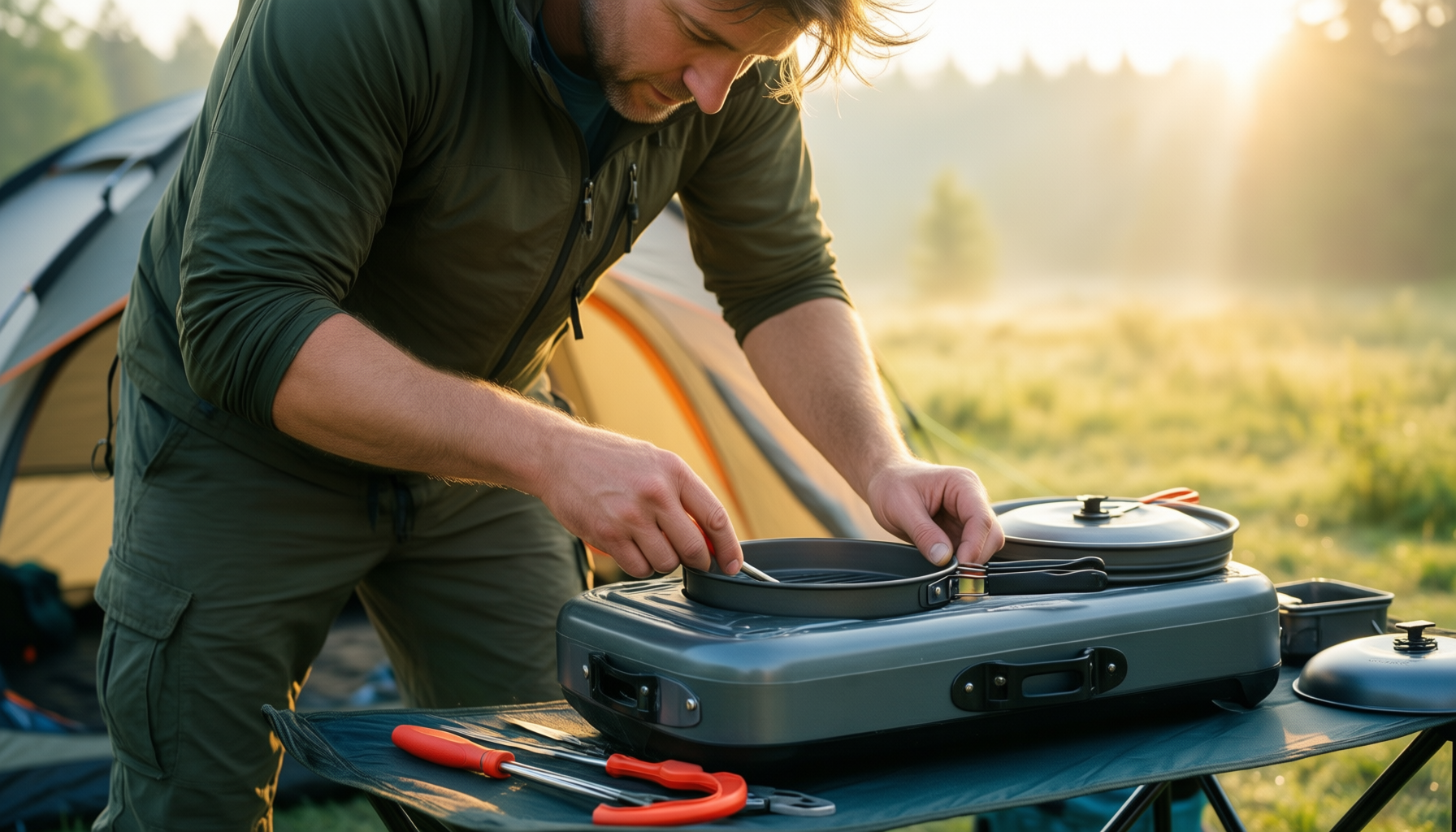 camping cooking set for 2 — illustrative AI-generated lifestyle image